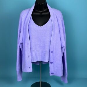 Periwinkle Soft Knit Tank + Cardigan Set